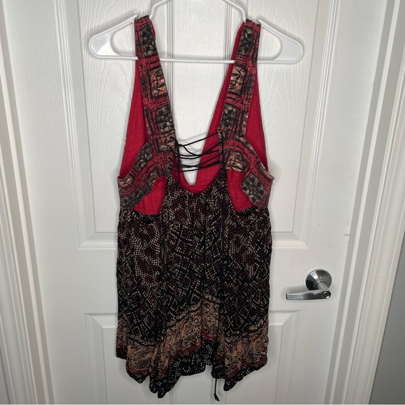 Free People Printed Cotton Noyale Heat Wave Summer Tunic Dress Summer Red M - Picture 4 of 13